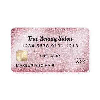 Unique Pink Glitter Credit Card Gift Certificate