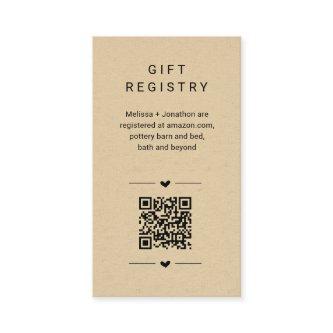 Unique QR Code Gift Registry Card Insert