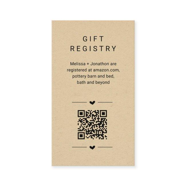 Unique QR Code Gift Registry Card Insert