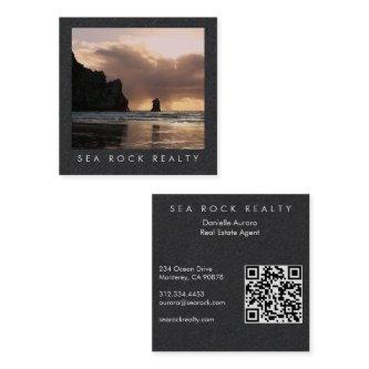 Unique Real Estate Agent Rocks Beach Photo QR Code Square