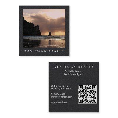 Unique Real Estate Agent Rocks Beach Photo QR Code Square