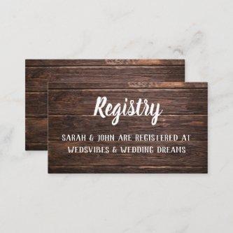 Unique Rustic Wood Wedding Registry Enclosure Card