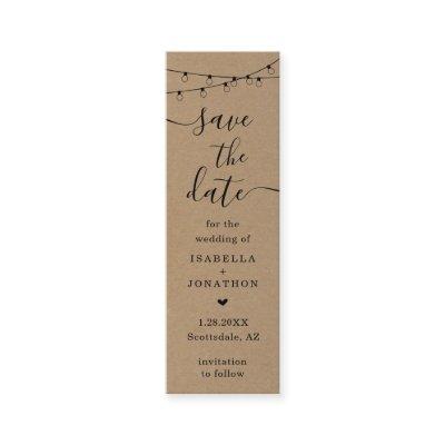 Unique Save the Date Bookmark Bookmark on Kraft Mini