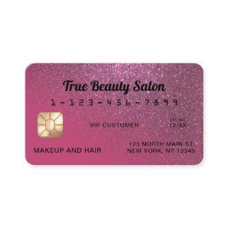 Unique Sparkly Berry Pink Glitter Credit Card