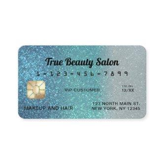 Unique Sparkly Cerulean Blue Glitter Credit Card