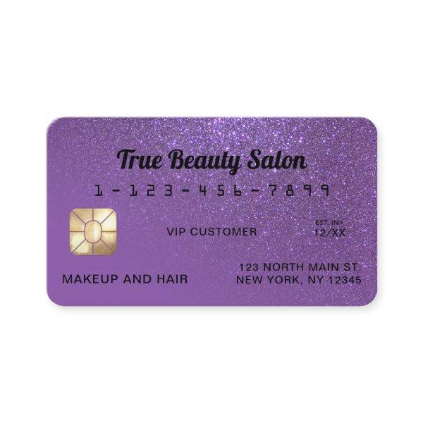 Unique Sparkly Chic Violet Glitter Credit Card