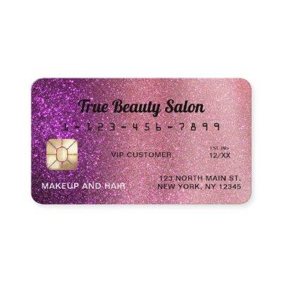 Unique Sparkly Chic Violet Glitter Credit Card