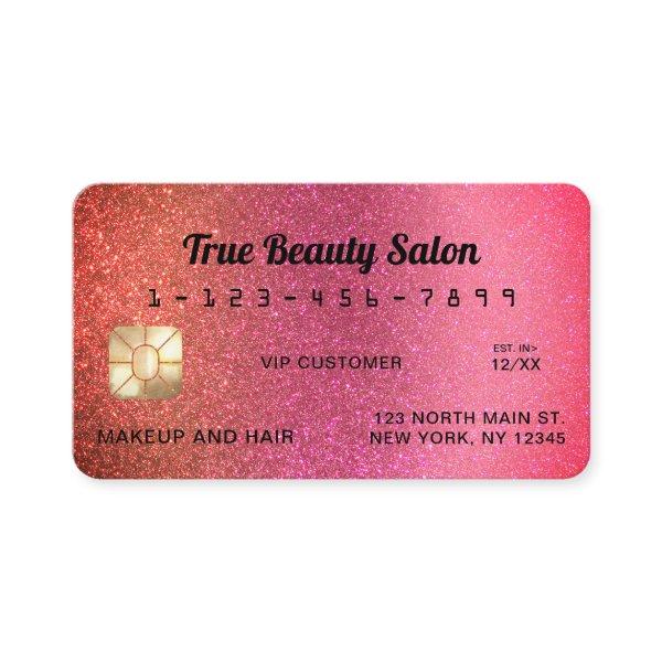 Unique Sparkly Copper Pink Glitter Credit Card