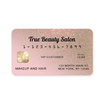 Unique Sparkly Gold Pink Glitter Credit Card
