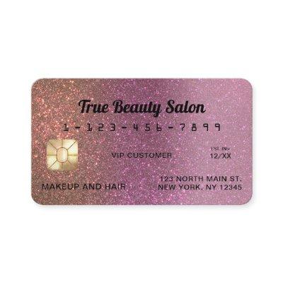 Unique Sparkly Gold Pink Glitter Credit Card