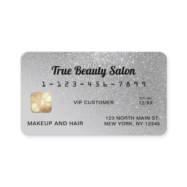 Unique Sparkly Gray Silver Glitter Credit Card