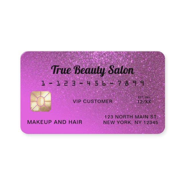 Unique Sparkly Magenta Glitter Credit Card
