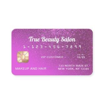 Unique Sparkly Magenta Glitter Credit Card