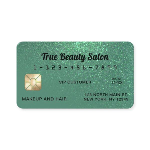 Unique Sparkly Mermaid Teal Glitter Credit Card