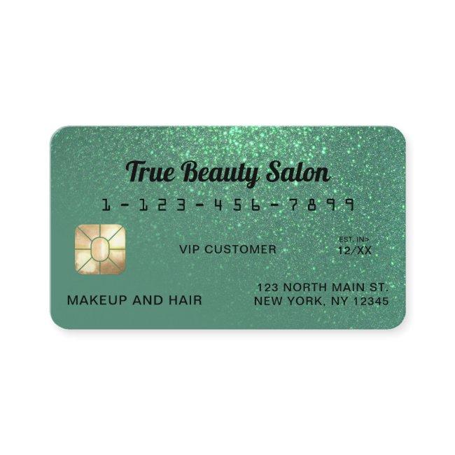 Unique Sparkly Mermaid Teal Glitter Credit Card