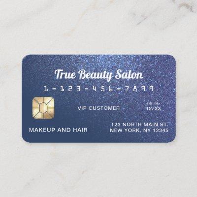 Unique Sparkly Navy Blue Glitter Credit Card