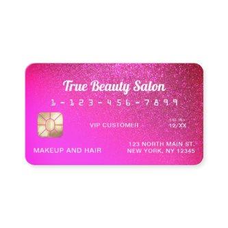 Unique Sparkly Neon Punk Pink Glitter Credit Card