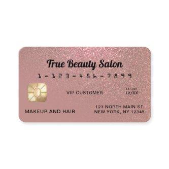 Unique Sparkly Rose Gold Glitter Credit Card