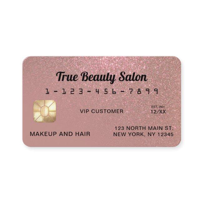 Unique Sparkly Rose Gold Glitter Credit Card