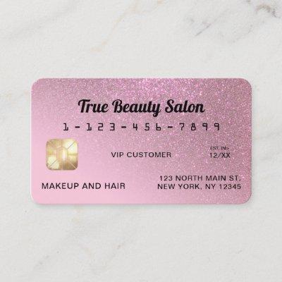 Unique Sparkly Rose Pink Glitter Credit Card