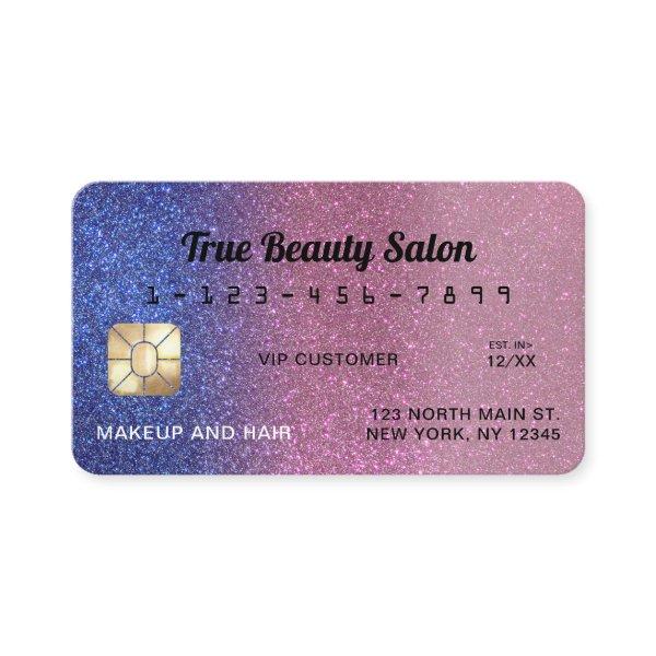 Unique Sparkly Sapphire Pink Glitter Credit Card