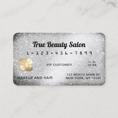 Unique Sparkly Silver Glitter Credit Card