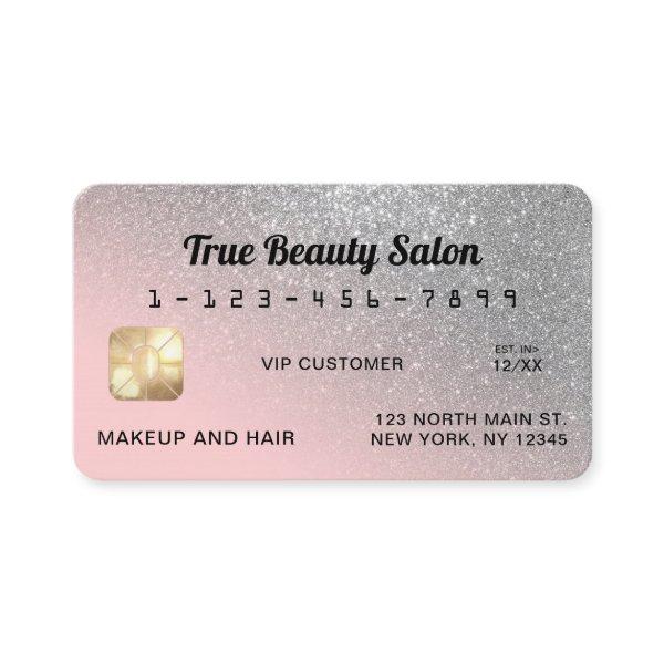 Unique Sparkly Silver Pink Glitter Credit Card
