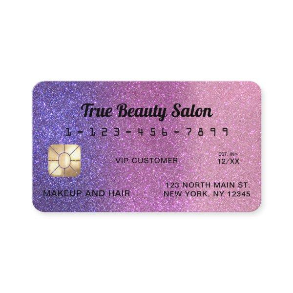 Unique Sparkly Violet Pink Glitter Credit Card