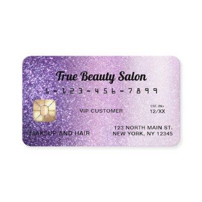 Unique Sparkly Violet Purple Glitter Credit Card