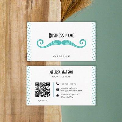 Unique turquoise black QR code moustache