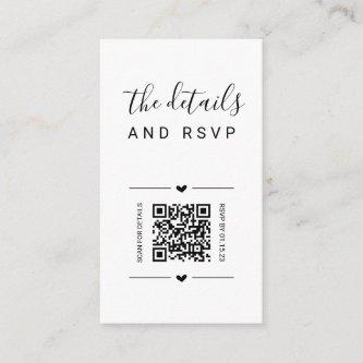 Unique Wedding QR Code RSVP & Details Card Insert
