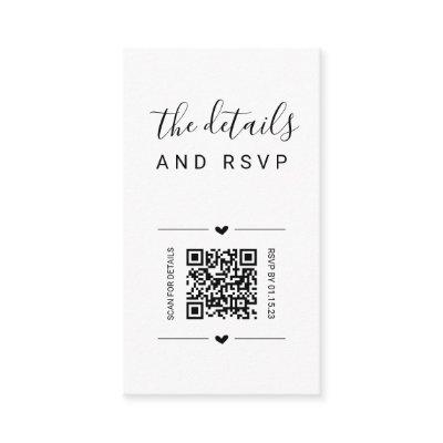 Unique Wedding QR Code RSVP & Details Card Insert