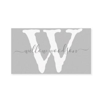 Unique White Typography Monogram Gray Calling Card