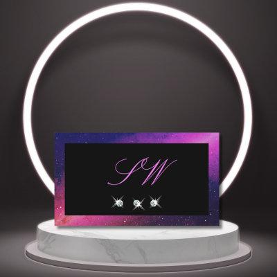 Universe Black Blue Pink Sparkle Diamonds Monogram