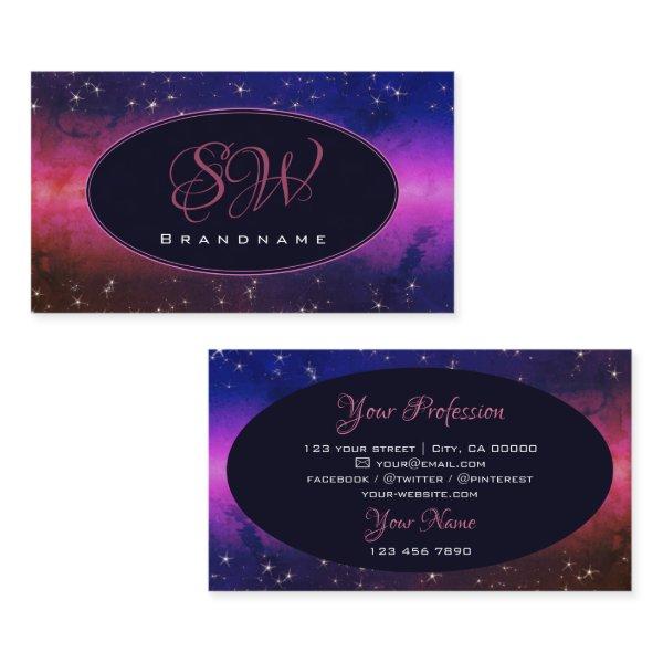 Universe Colorful Galaxy Glitter Stars Monogram