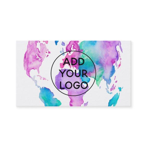 Upload Logo world map globe chic watercolor paint