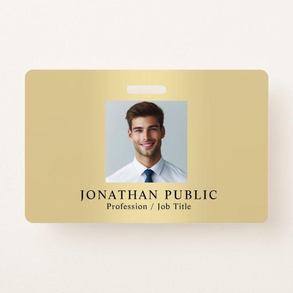 Upload Your Employee Photo Gold Look Template Badge