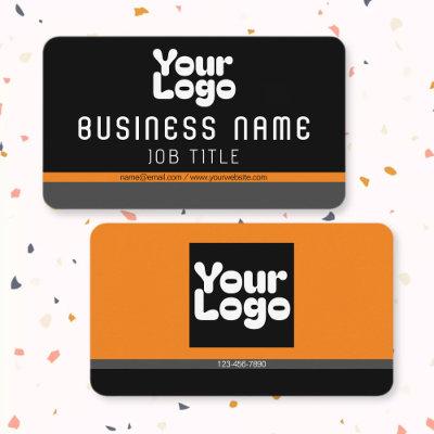 Upload Your Logo | Black Grey & Orange (editable)