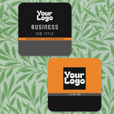 Upload Your Logo | Black Grey & Orange (editable) Square