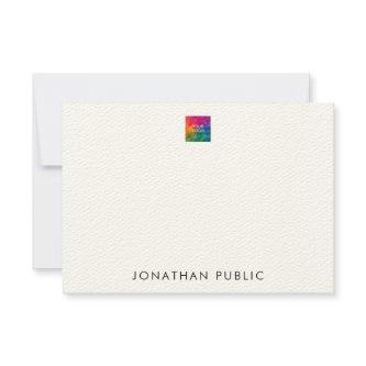 Upload Your Own Logo Here Custom Felt Ecru Note Card