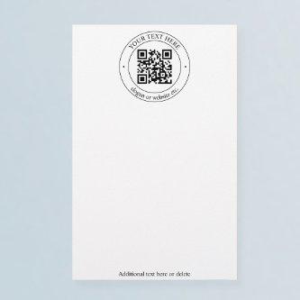 Upload Your Own QR Code & Customizable Text Stationery
