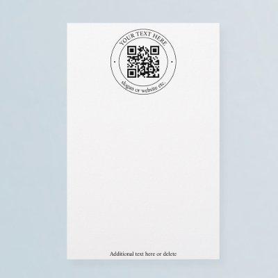 Upload Your Own QR Code & Customizable Text Stationery