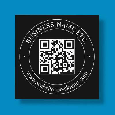 Upload Your QR code & Customizable Text | Black Square