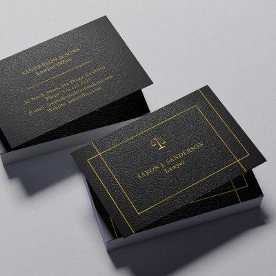 Upscale faux black lather gold script lawyer