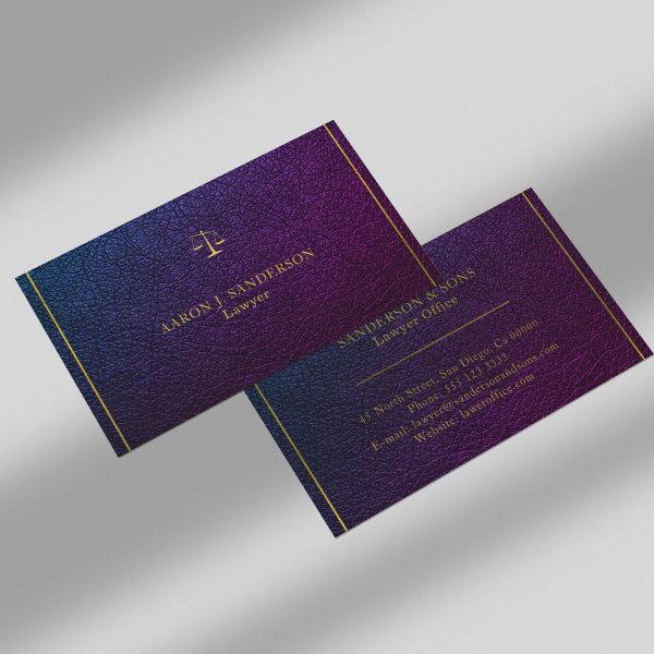 Upscale faux purple leather gold typography lawyer
