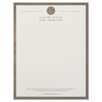 Upscale office beige leather look and gold lawyer letterhead