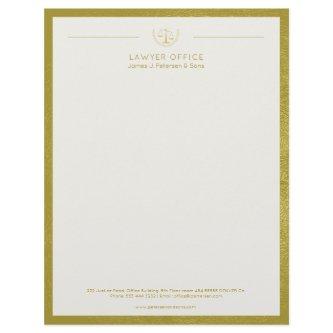 Upscale office golden leather look and gold lawyer letterhead