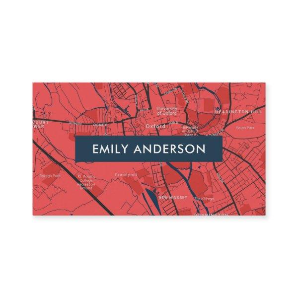 URBAN RED NAVY OXFORD UNIVERSITY UK OUTLINE MAP
