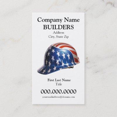 US Flag Construction Hard Hat Card Goudy Type Face