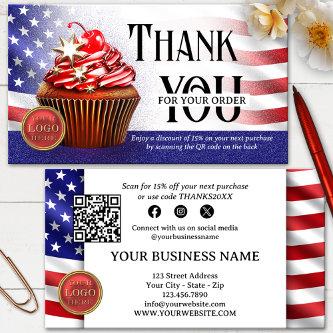 USA Flag Cupcake QR Code Thank You For Your Order